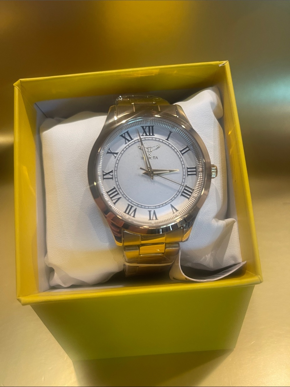 Invicta Men’s Gold-Tone Watch 69884 Silver Dial Roman Numerals Classic
